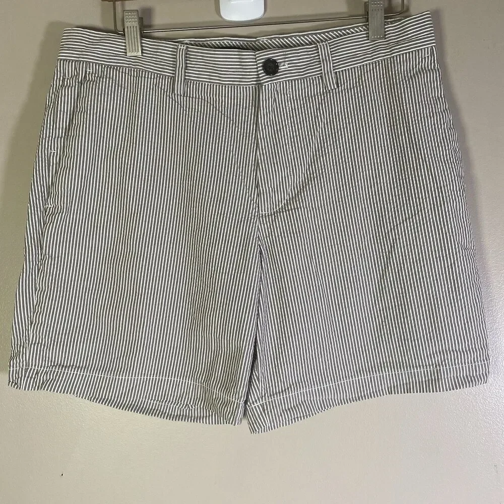 Banana Republic Aiden Seersucker Shorts Men's 32 Taupe Stretch Preppy Casual